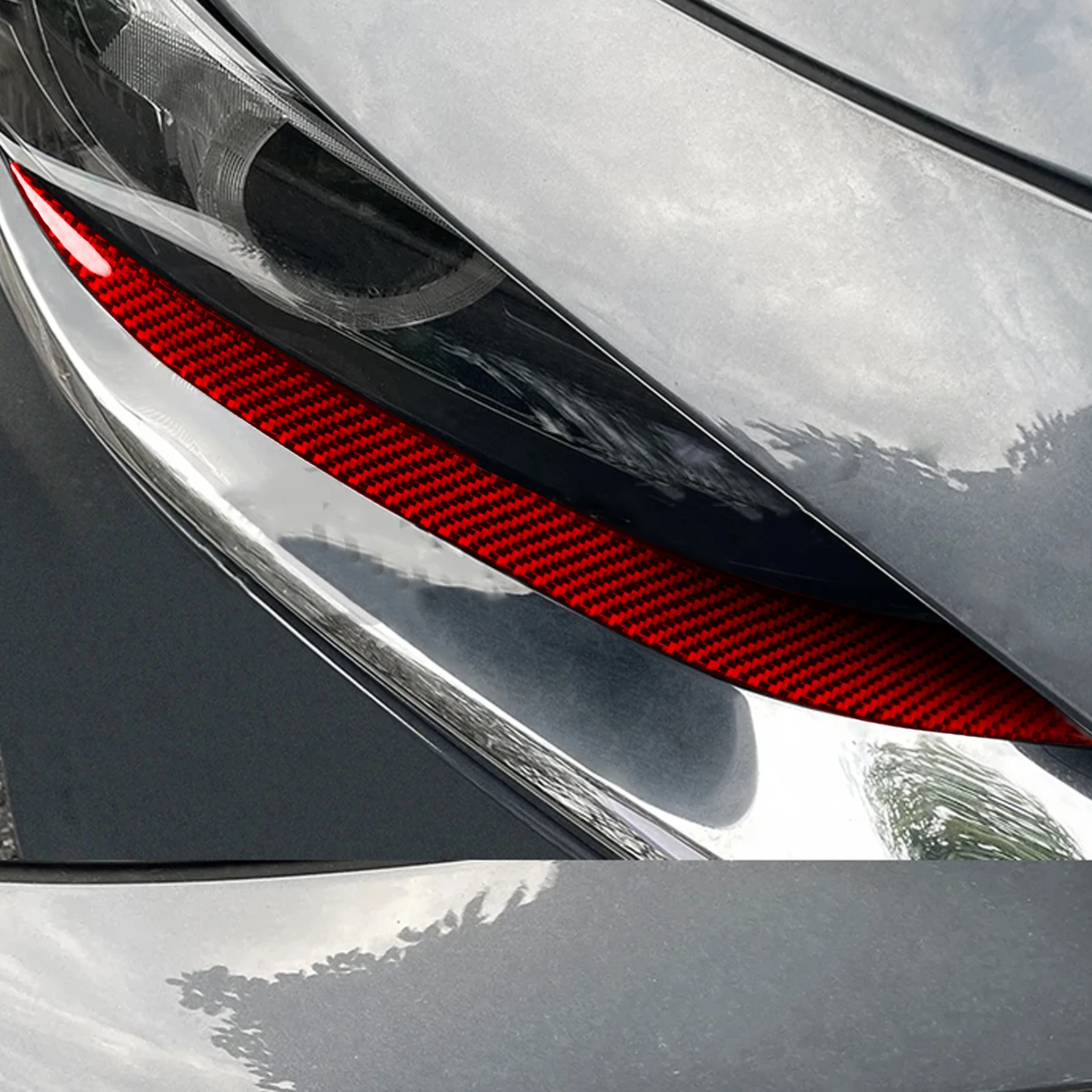 Car Headlights Upper Edge Fender Eyebrow Light Panel Interior Accessories FOR Mazda 3 Axela 2019-2026 Carbon Fiber Stickers