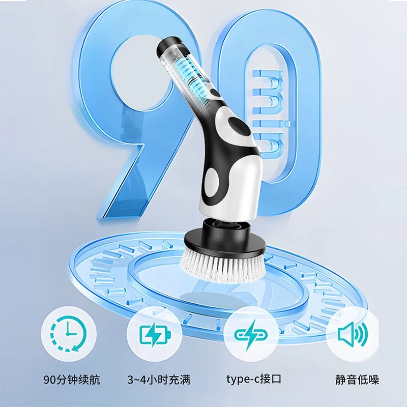 A38T-Voice-Control Multifunctional Electric Mop With,Dry& Wet Mopping- Rotating Cleaning Brush, 9 Brush Heads Included