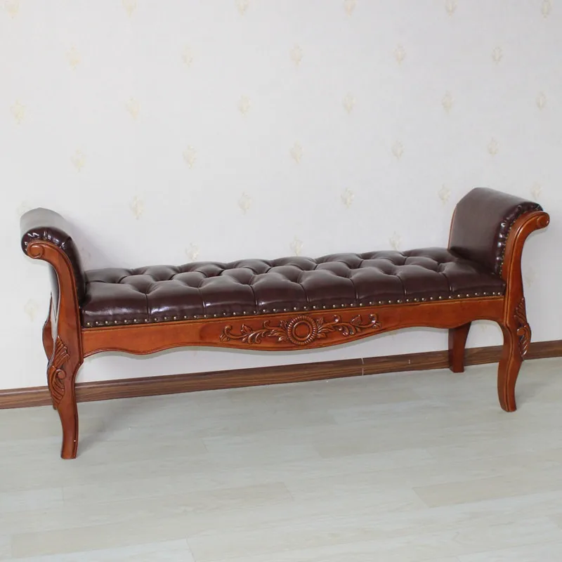 American all-solid wood bedside stool, foyer shoe stool, Nordic bench, European bedroom bed with armrest, front stool