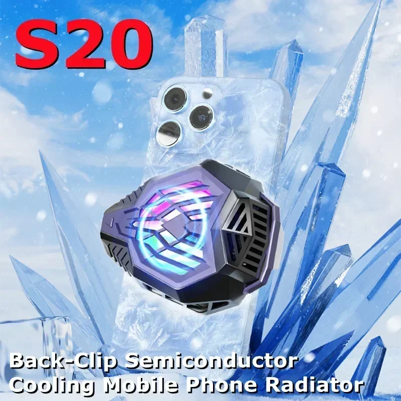 

S20 Mobile Phone Semiconductor Radiator Back Clip Heat Sink Type-C Cooling Fan Black/White Game Cooler for IPhone Android PUBG