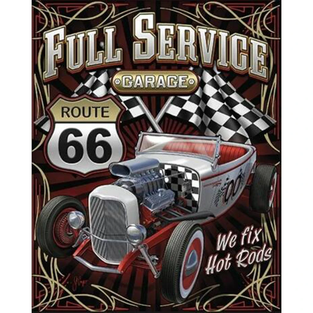 FULL SERVICE BANNER For ROUTE 66 3'X5' OR 2X3FT CUSTOM Flag