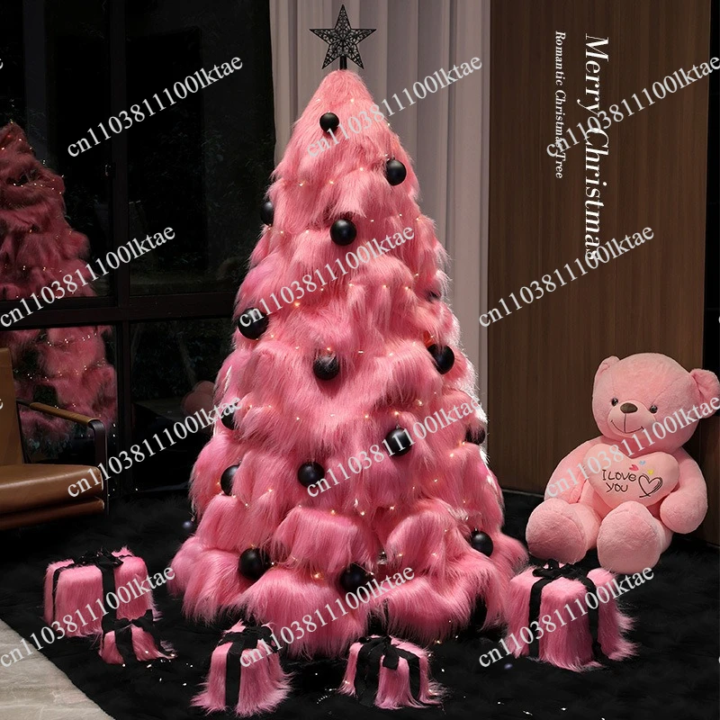 Christmas Large Christmas Tree Pink DIY Luminous Plush Tree Anniversary Decoration Photo Atmosphere