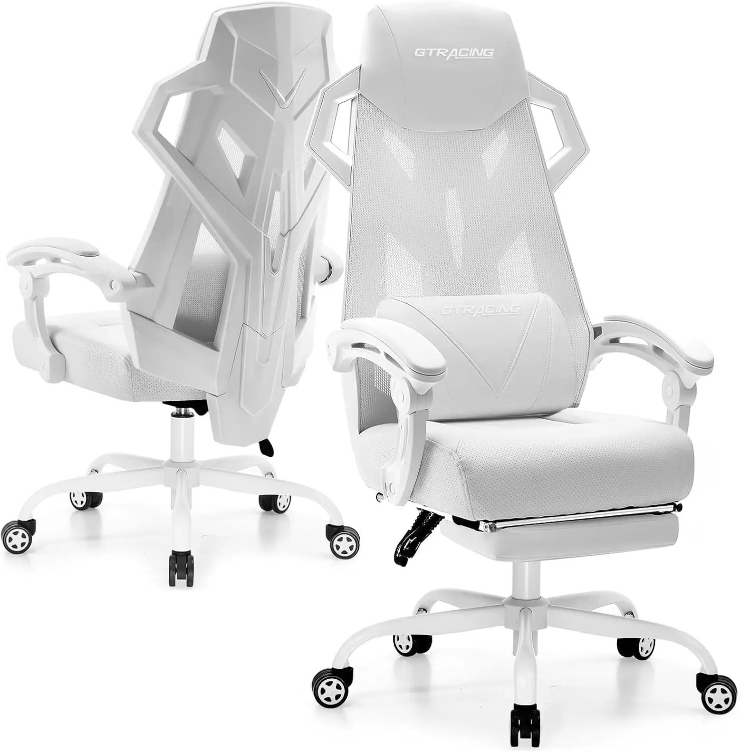 

Gaming Chair, Computer Chair with Mesh Back, Ergonomic Game Chair with Footrest, Reclining Game Chair with Adjustable Headrest