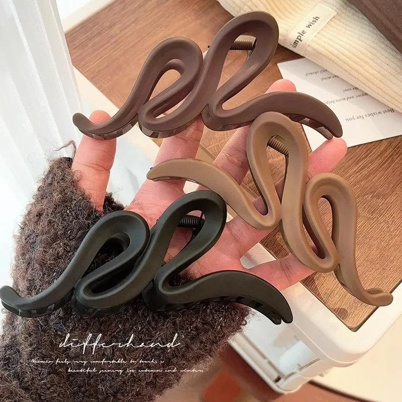 Korea Women Hair Claw Clip Coffee Beige Acrylic Large Hair Claws Hairpin Geometric Barrettes Crab Girl Headwear Hair Accessories