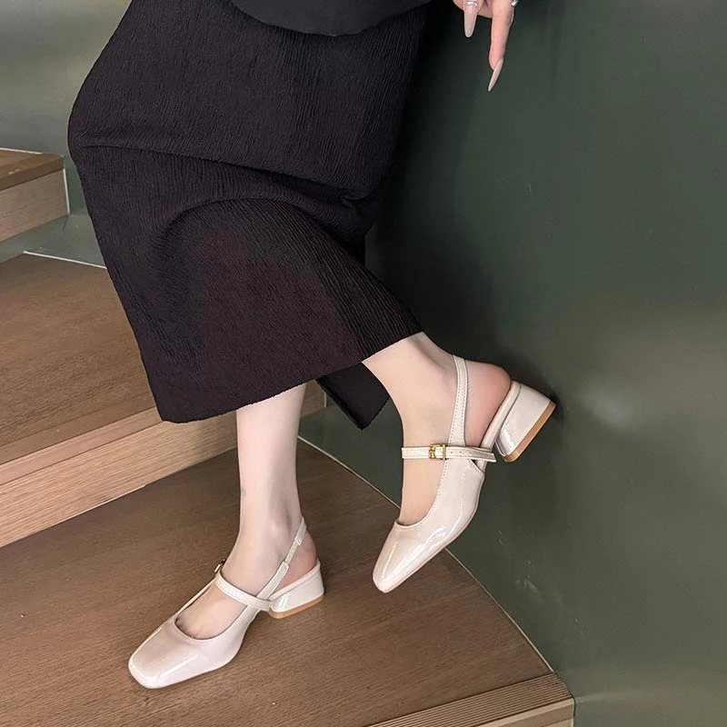 

Новинка 2024 года, Sapatos Femininas, женские милые весенние офисные туфли из искусственной кожи на квадратном каблуке, женские модные туфли-лодочки, Zapatos De Mujer