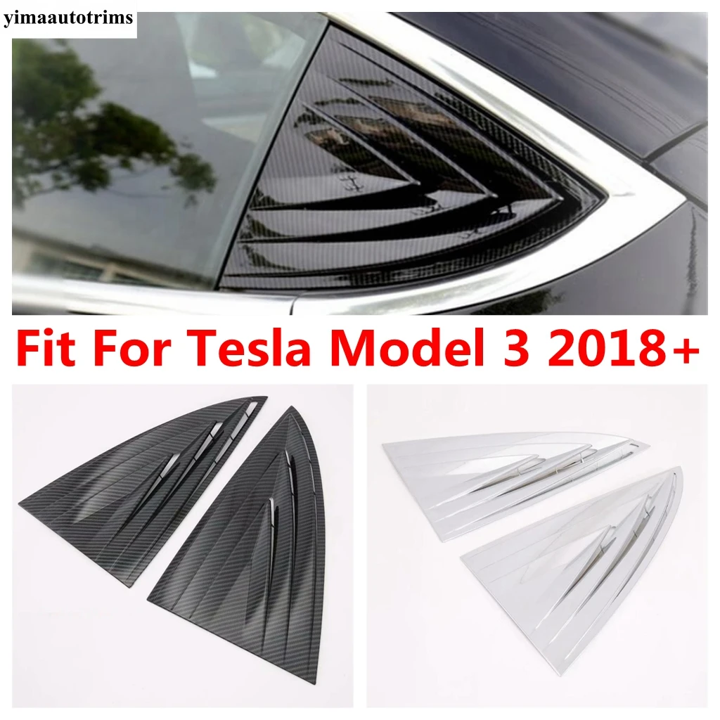 

Rear Window Shutter Louver Side Air Vent Panel Sun Shade Blinds Decoration Cover Trim Accessories For Tesla Model 3 2018 - 2021