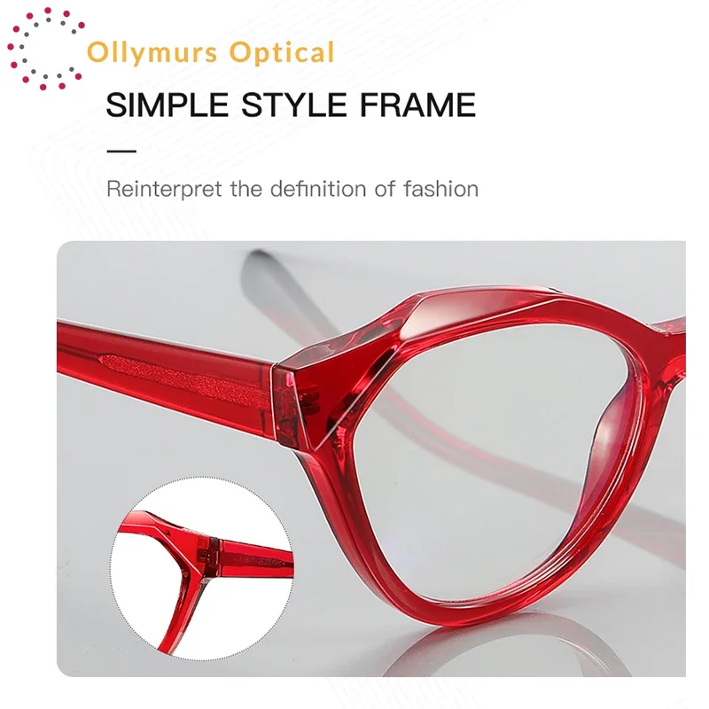 OLLYMURS أنيق المرأة مضلع كريستال قطع حافة الإطار مكافحة الضوء الأزرق نظارات للقراءة تخصيص وصفة طبية قصر النظر Hyperop