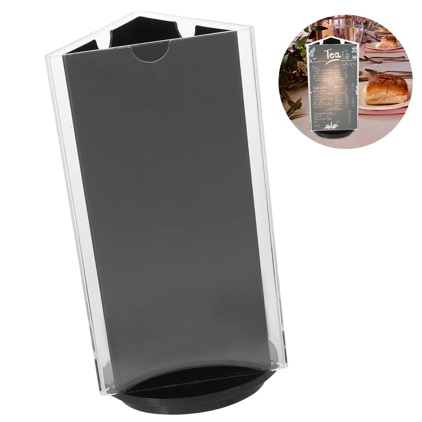 Restaurant Acrylic Sign Holder Rotating Menu Display Stand Tabletop Paper Holder for Banquet Exhibition Counter