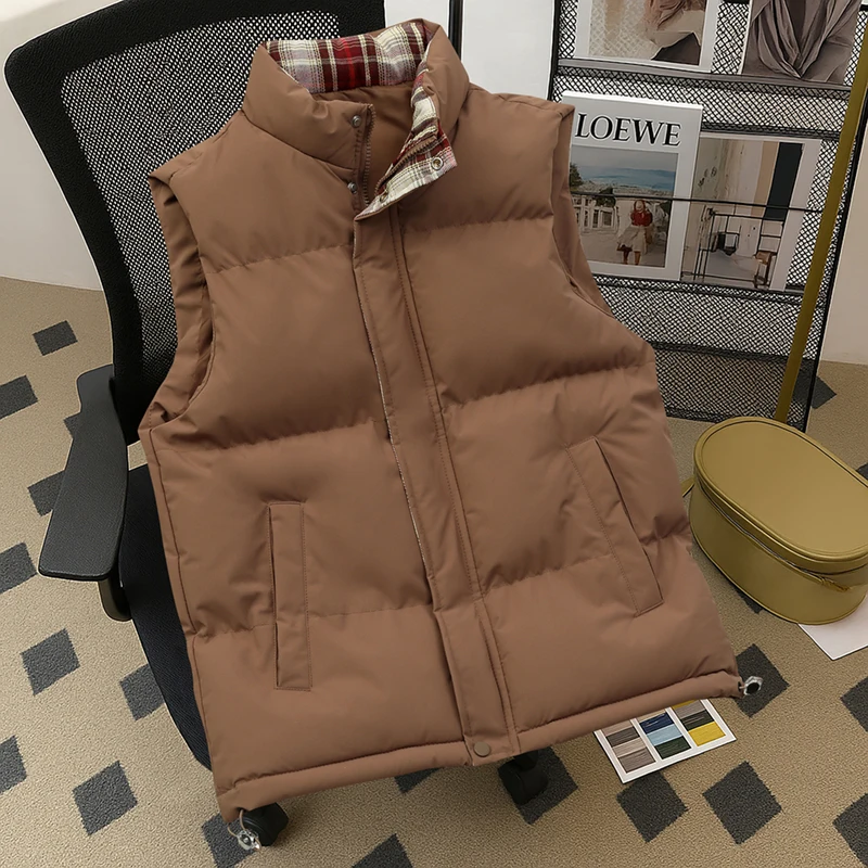 

Autumn Winter Fashion Stand Collar Men Vests Outdoor Warm Windproof Male Sleeveless Jacket Quality Daily Casual Cotton Waistcoat