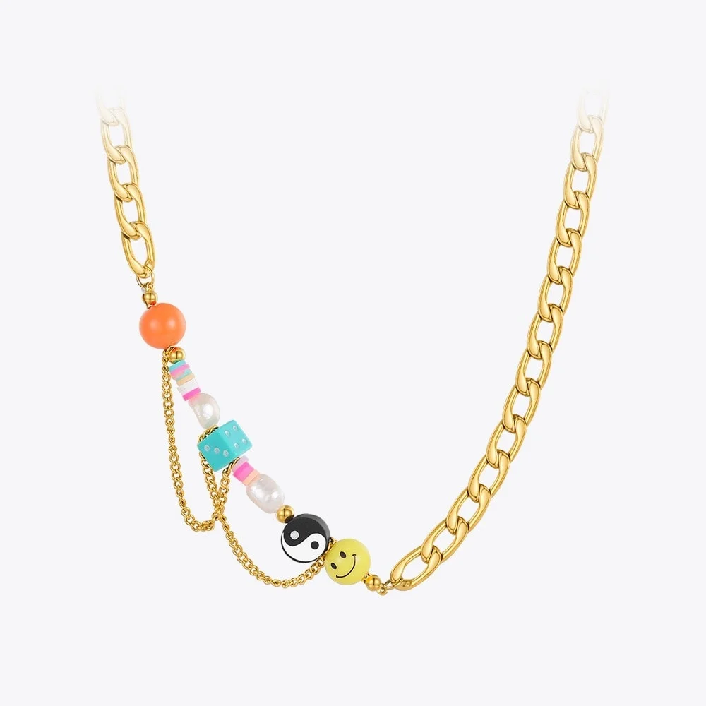 

ENFASHION Smile Accessories Necklace For Women Gold Color Necklaces Choker Colar Feminino Stainless Steel Fashion Jewelry P3270