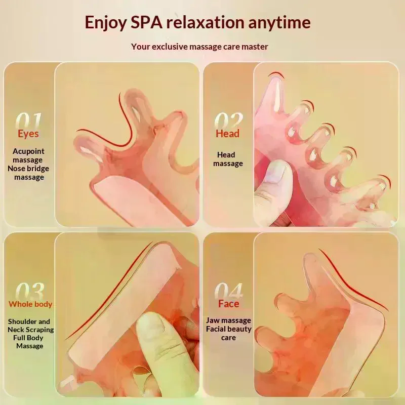 /JCS/Head Massage Comb Meridian Scalp Resin Scalp Massage Comb Head Unblocking Face Nose Massager Guasha Tools 4 In 1