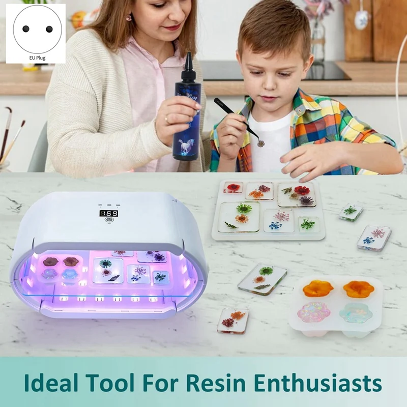 Uv Resin Curing Light For Resin-Two-Sided With Digital Display Timer 48 LED Foldable EU Plug