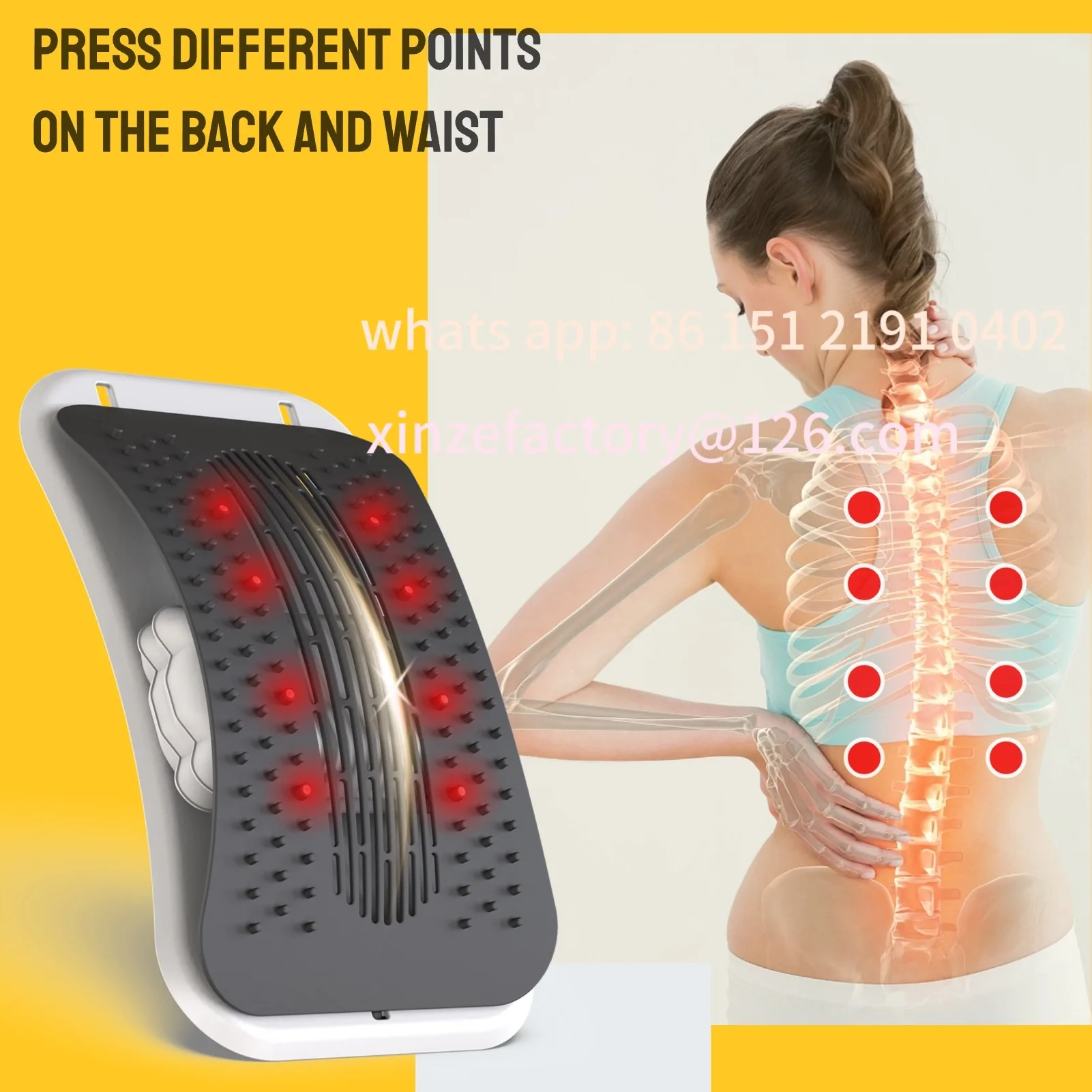 

Customizable Electric Back Massage Machine Stretcher Lumbar Traction Device Waist Airbag Massager 3 Auto Modes 104 Acupoints