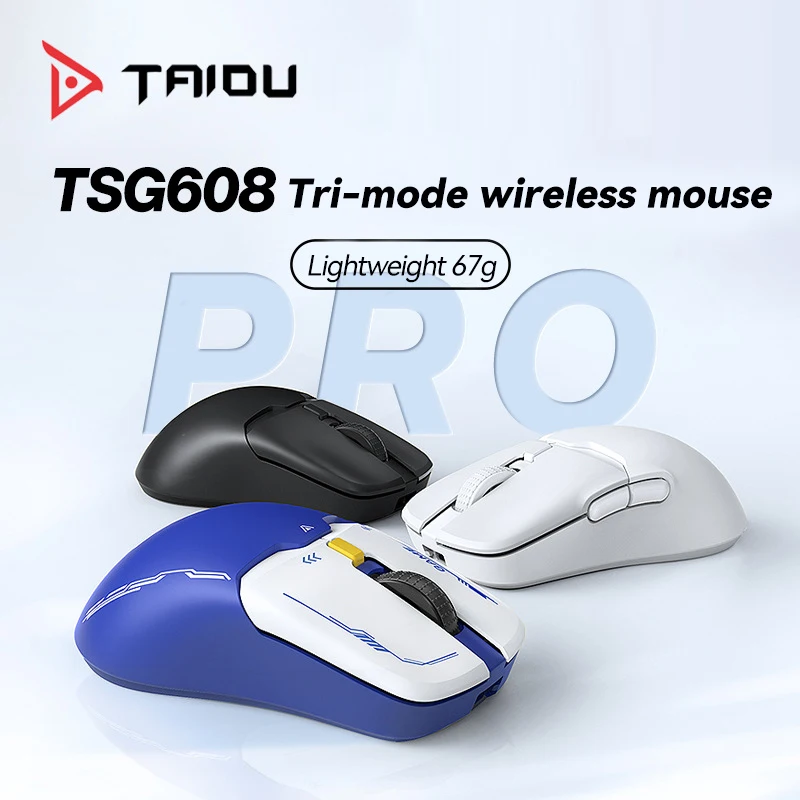 

TAIDU TSG608 PRO Wireless RGB Gaming Mouse Tri-mode Bluetooth/2.4G/Wired Mouses Type-C Port PAW3325 White Mouse For PC Gamer