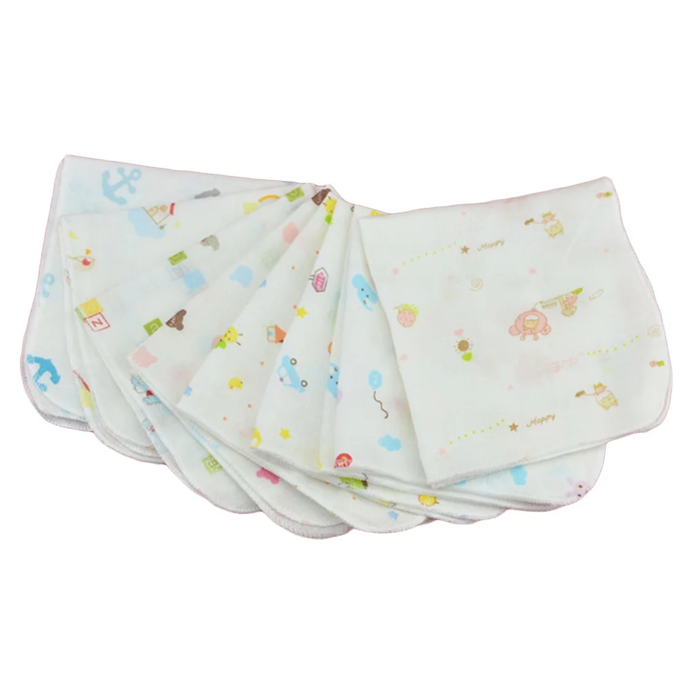 One Sided Printed Cotton Drool Bibs 30x30cm Double Layer Absorbent Gauze Towel for Baby and Toddler Cotton Drool Bibs