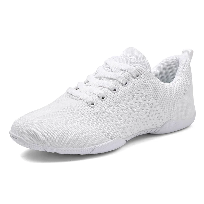 Competitive children's soft soled square dance competition training white shoes aerobics shoes women's cheerleading shoes breath