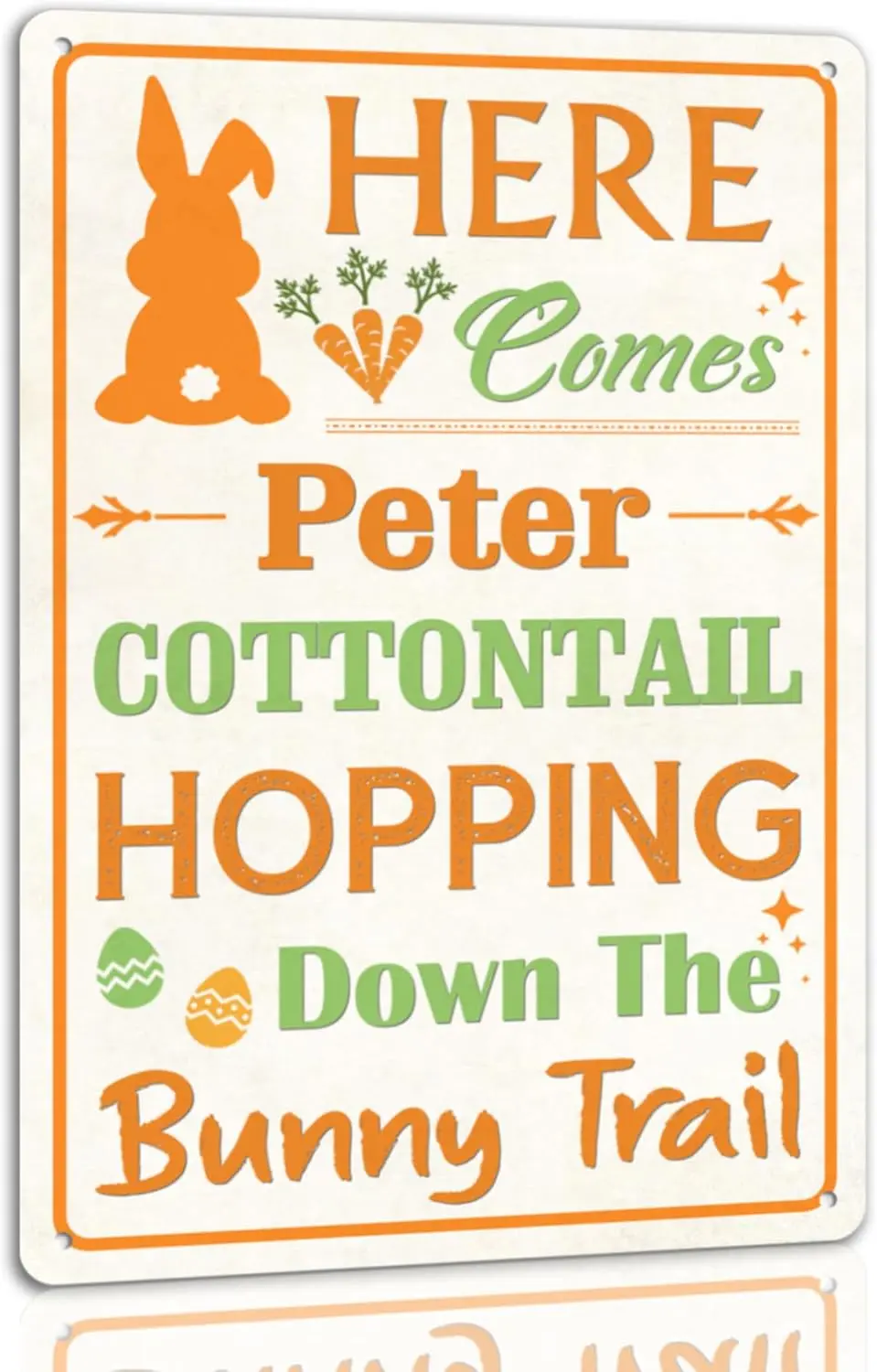 Here Comes Peter Cottontail Hopping Down The Bunny Trail Tin Sign Easter Metal Signs Funny Rabbit Decor Spring Egg Bouquet Chick