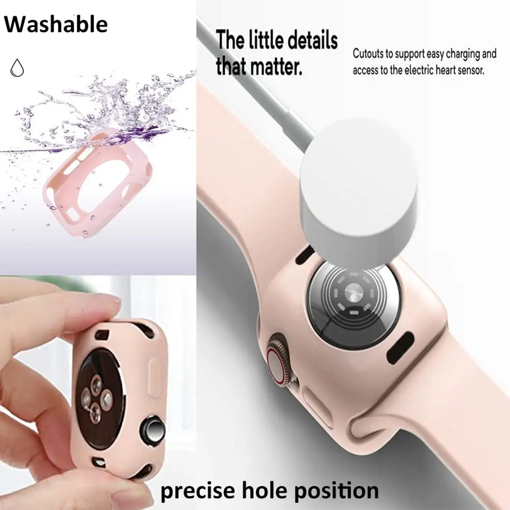 حافظة حماية نصف حزمة من مادة TPU لسلسلة ساعات Apple 38/42/40/44/41/45 ملم حافظة ساعة ملونة مقاومة للصدمات من السيليكون بلون الحلوى