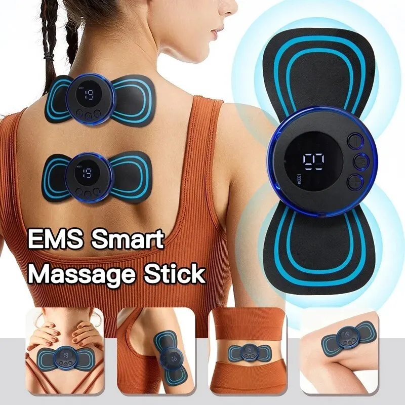 Mini Cervical Massager Electronic Pulse Back Massage Patch For Muscle Pain Relief Digital Display Adjustment