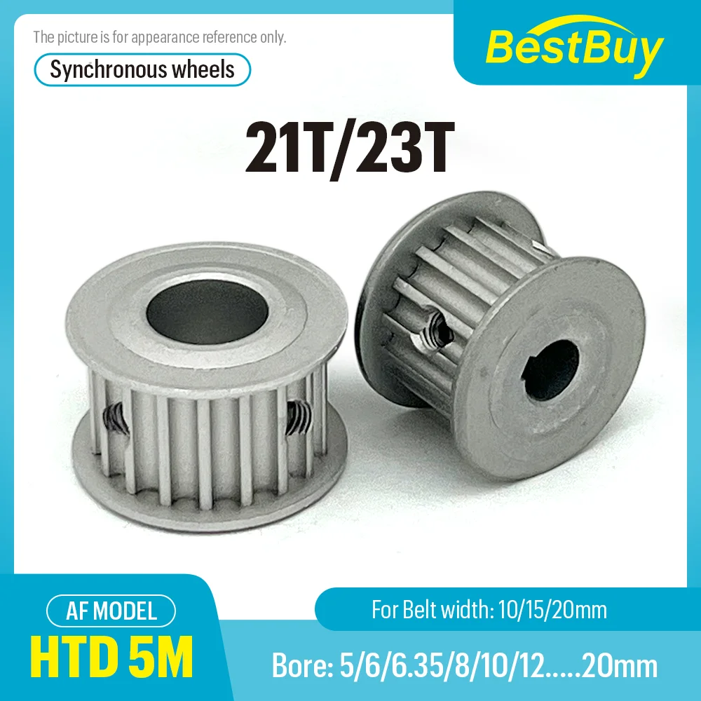 

21t/23Teeth HTD 5M AF Type Timing Pulley Pitch 5mm Bore 5-20mm for 10/15/20mm Width Belt Used In Linear Pulley 5GT