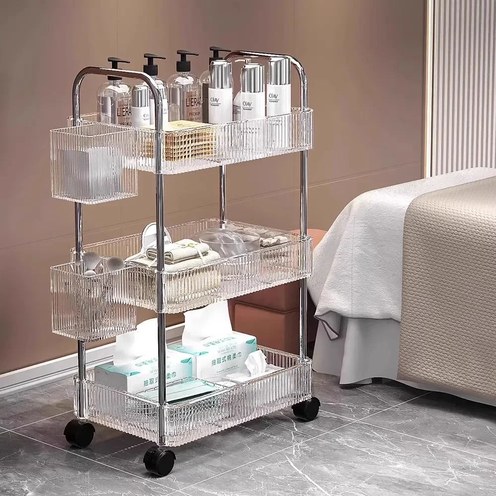 Makeup With Wheels Salon Trolley Rolling Cart Beauty Hairdressing Trolley Cosmetic Salon Furniture Chariot De Salon LLST