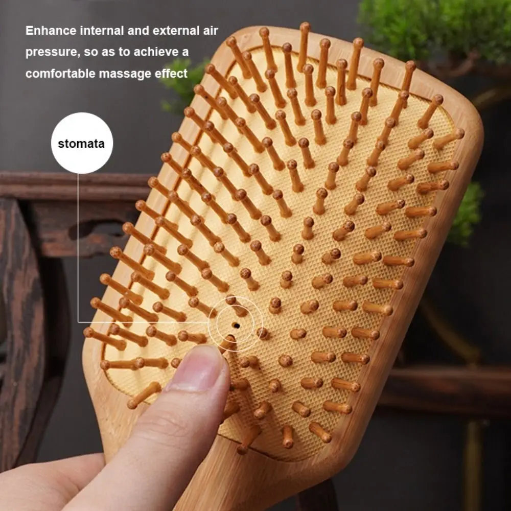 Portable Bamboo Comb Massage Scalp Massage Brush Head Air Bag Unclogger Acupoint Meridian Brush Air Cushion Massager Comb