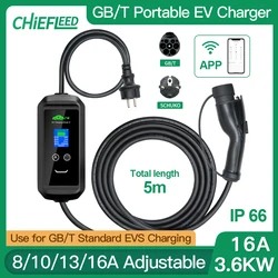 Chiefleed App Control Gbt Ev Oplader 16a 3.6kw 11kw 32a 7.2kw Met Wifi 220V Eu Plug Home Opladen Vertraging Ip66 No App 3.6kw Lading