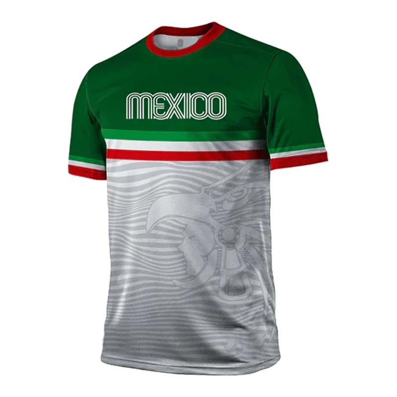 Fashion Mexico Flag Graphic Football Jersey For Men Summer Trendy National Emblem 3D Printed Tees Casual Oversized T-Shirts Tops