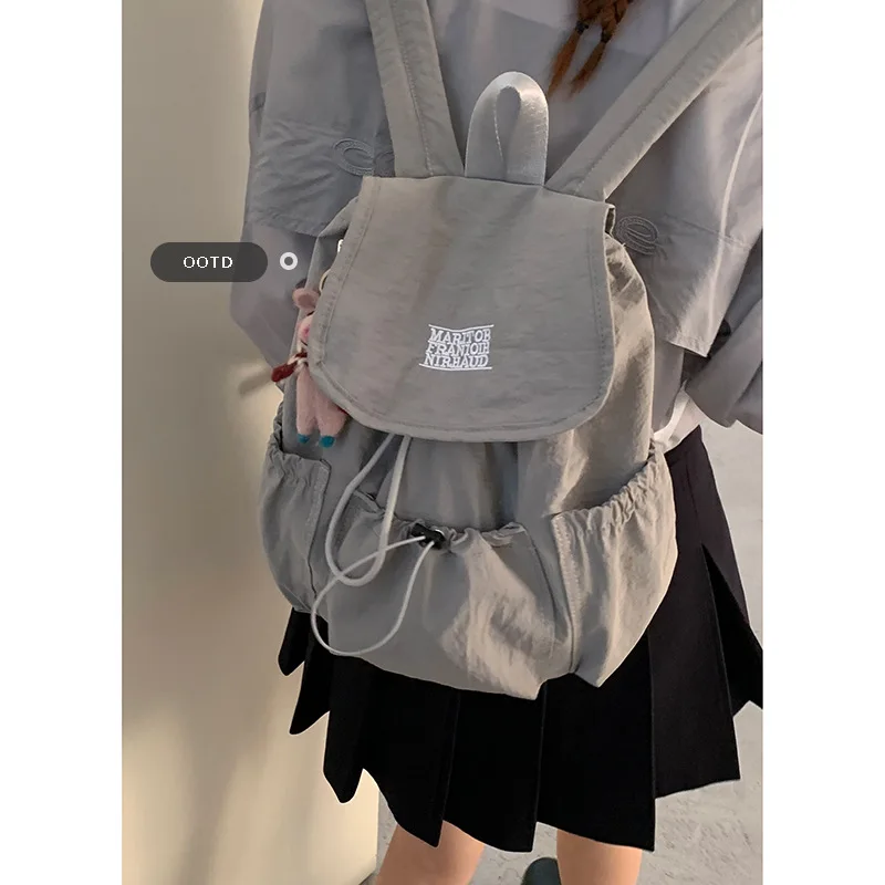 Casual Nylon Canvas Backpack for Women 2025 New Fashionable and Versatile Letter Backpack Simple Large Capacity Travel Bag