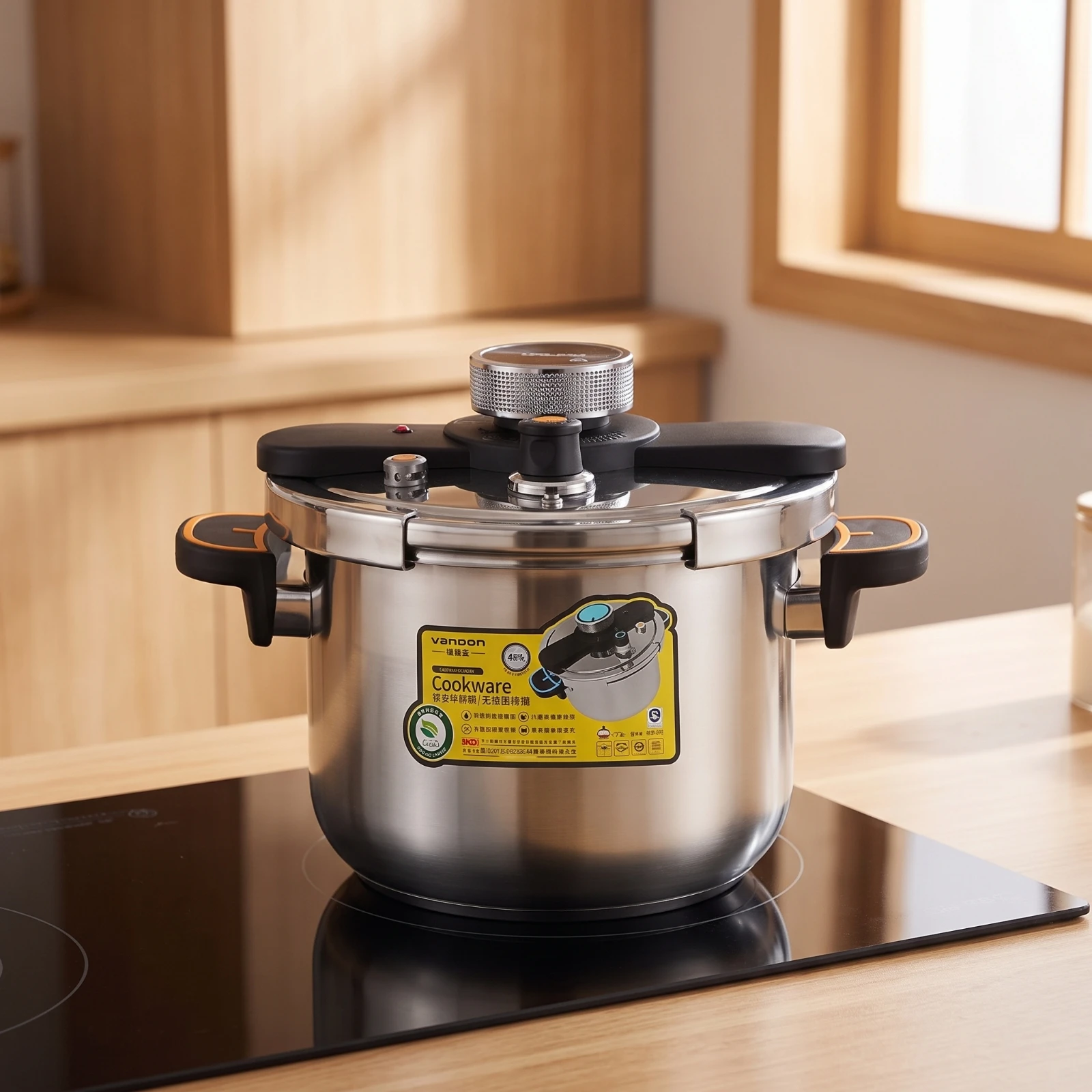 Stainless Steel Pressure Cooker Induction-Compatible Pressure Cooker with Lid Simmer Pot Three-Layer Stewpot Rust-Resistant