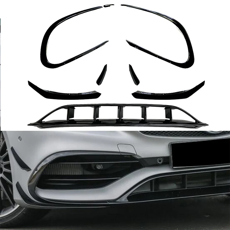 Car Front Bumper Cover Lip Splitter Trim Spoiler Air Vent Hood Grille Body Kit For Mercedes Benz CLA C117 CLA200/220 2016 ~ 2019