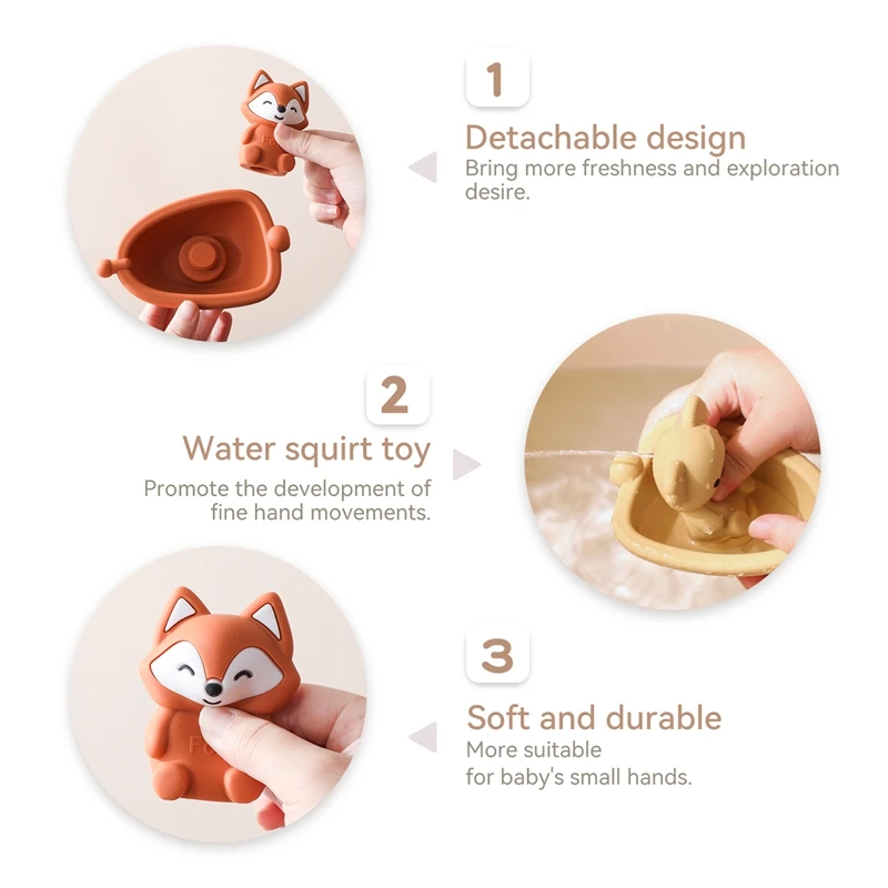 BPA-Free Kids Bathroom Stackable Floating Boat Bath Toy Teething Toy Suitable for Infants and Toddlers Animal Finger Puppet Toy