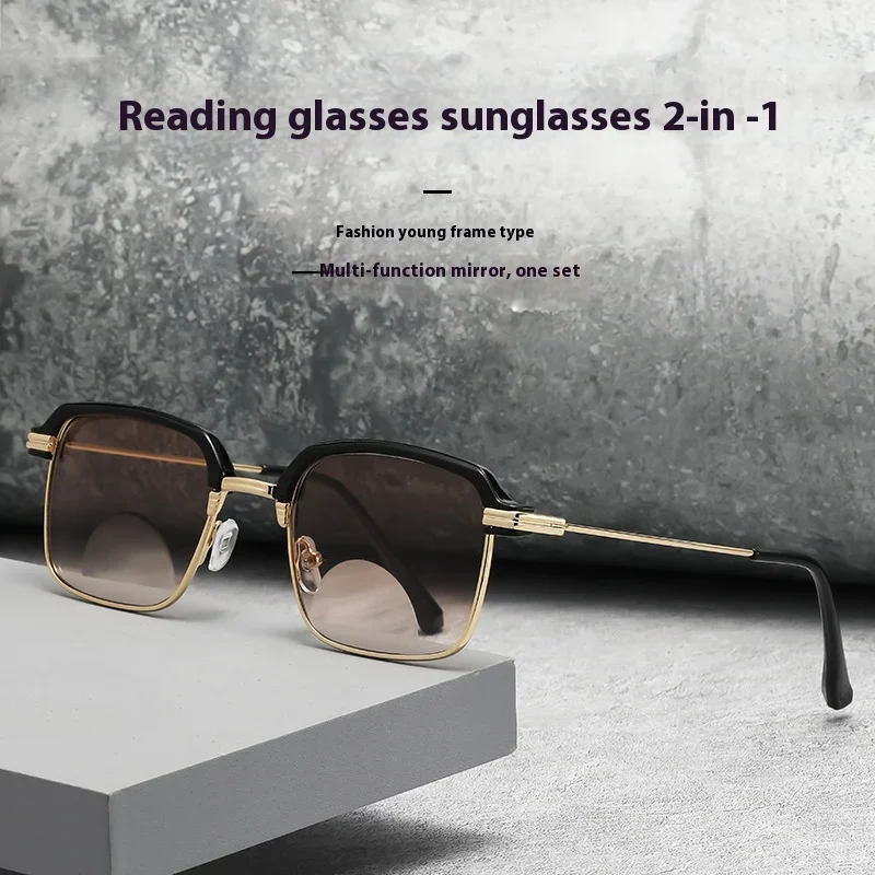 משקפי קריאה אנטי תאורה כחולה עם עדשות ביפוקל מתכתיות פופולריות 2 ב-1 לשימוש קרוב ורחוק