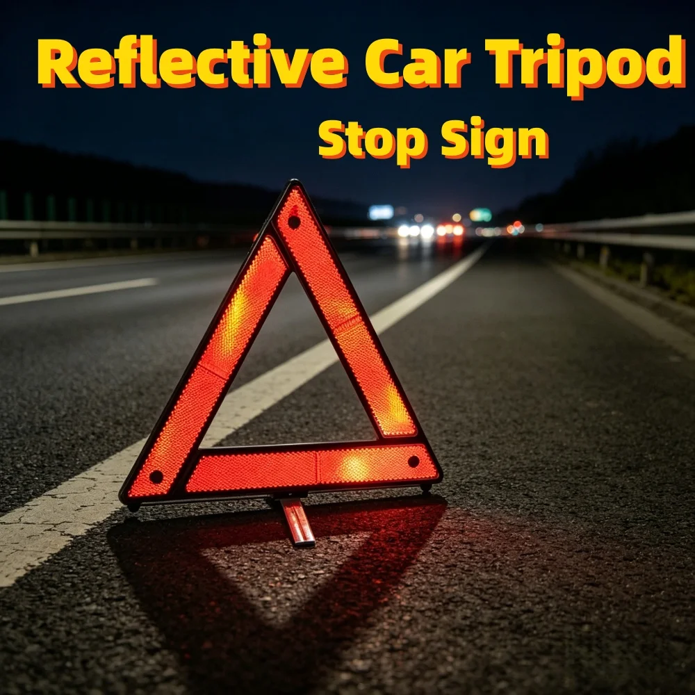 Red Reflective Car Tripod Folded Stop Sign Emergency Breakdown Triangle Warning Tool Safety Hazard Car Protective Accessories
