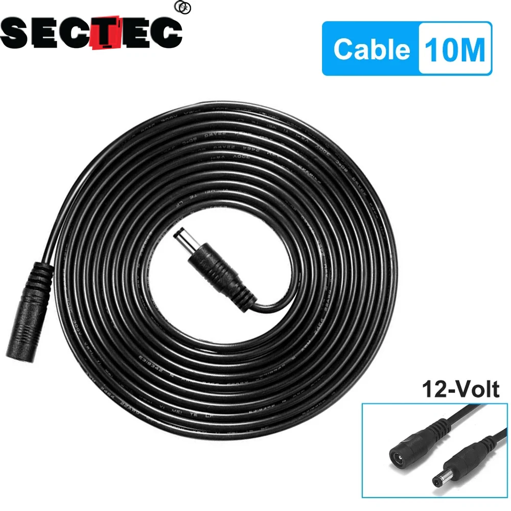 SECTEC DC12V Power Extension Cable 2.1*5.5mm Power Adapter Cord Home CCTV Camera LED Strip 5M 10m Male To Female