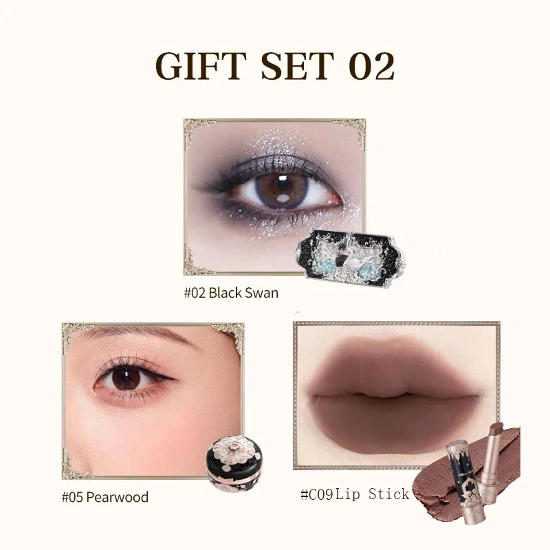 Flowerkaren Tutto nel kit per il trucco per le donne Palette di ombretti Rossetto Lucidalabbra Fard Professionisti Cosmetici Set da 3 pezzi Flower Knows