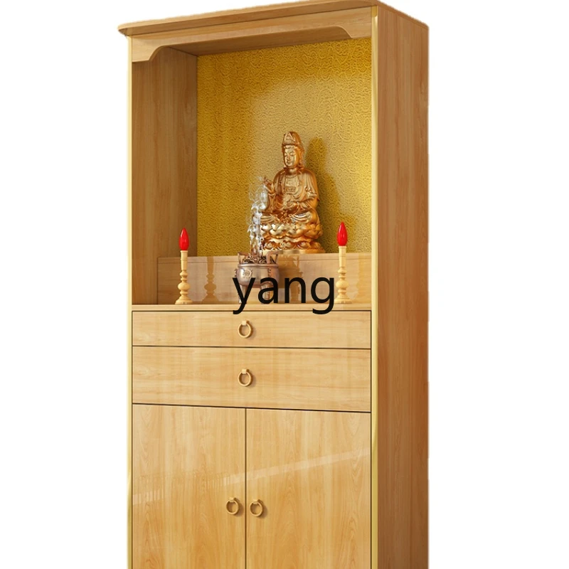 CX Solid Wood Buddha Niche Clothes Closet with Glass Door Buddha Cabinet Modern Minimalist Altar Altar Incense Burner Table