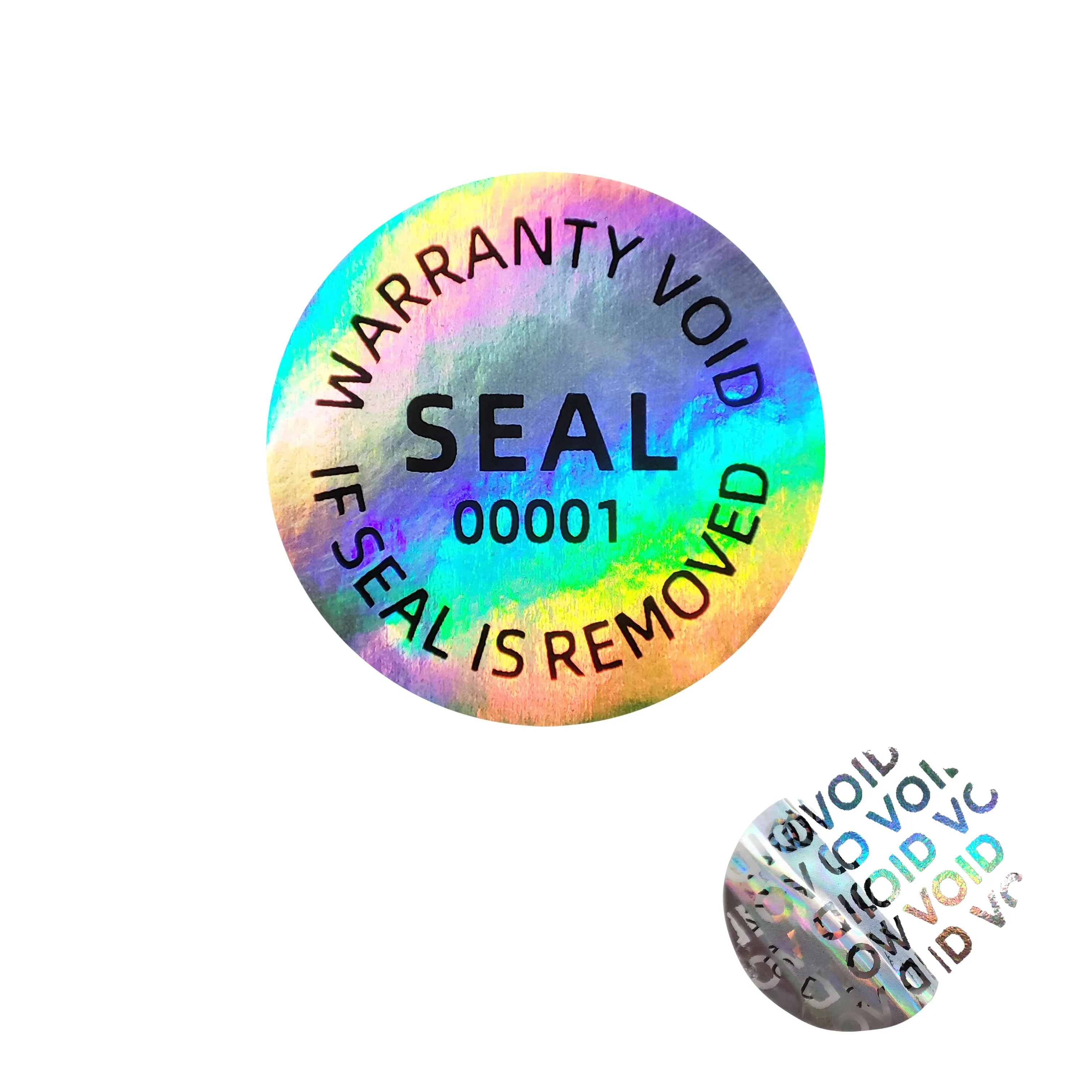 25mm circular holographic original stickers, security and tamper-proof, obvious warranty, sealed serial number stickers, 100pcs