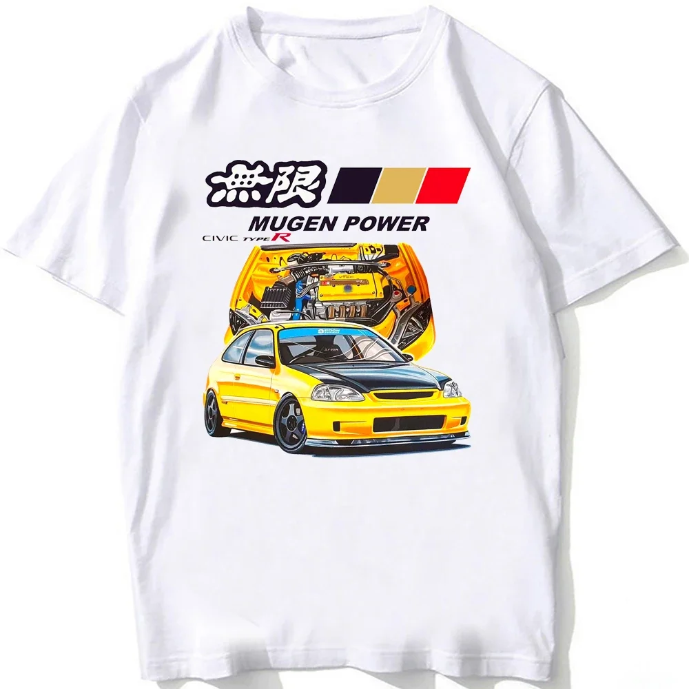 

2025 Civic Type R EG6 Car Legend T-Shirt New Summer Men Short Sleeve Vintage Hip Hop Boy Casual Tshirts Harajuku JDM White Tees
