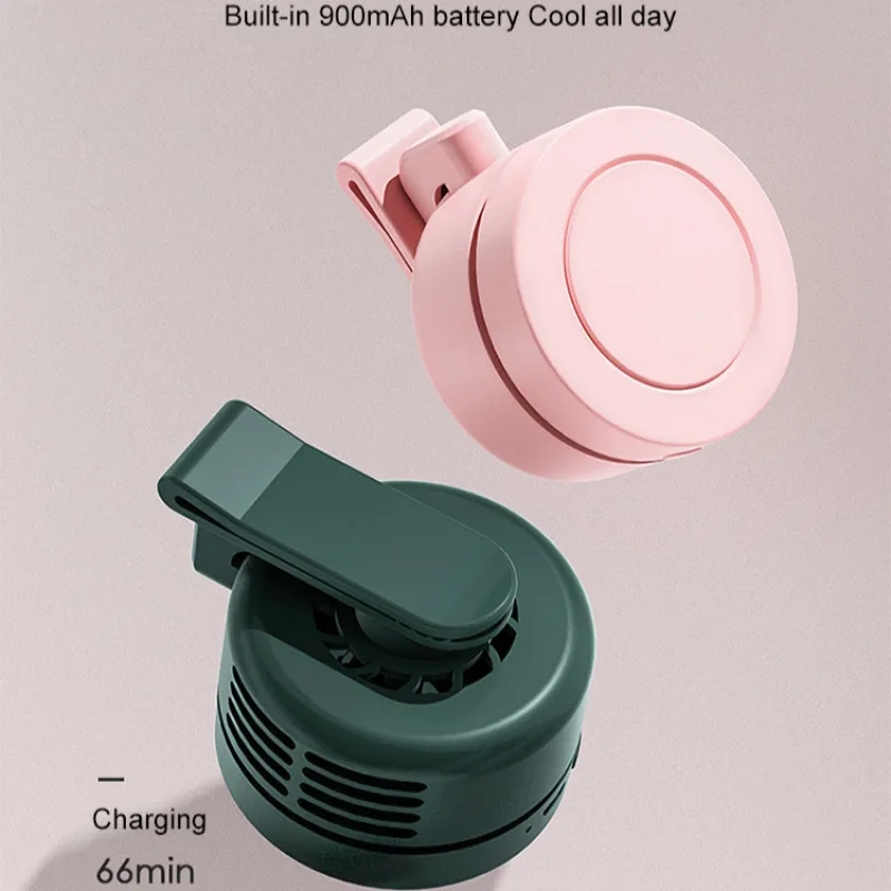휴대용 허리 클립 팬 미니 목 팬 조절 가능한 공기 배출구 3단 속도 핸드헬드 충전식 날개 없는 선풍기 캠핑 하이킹용