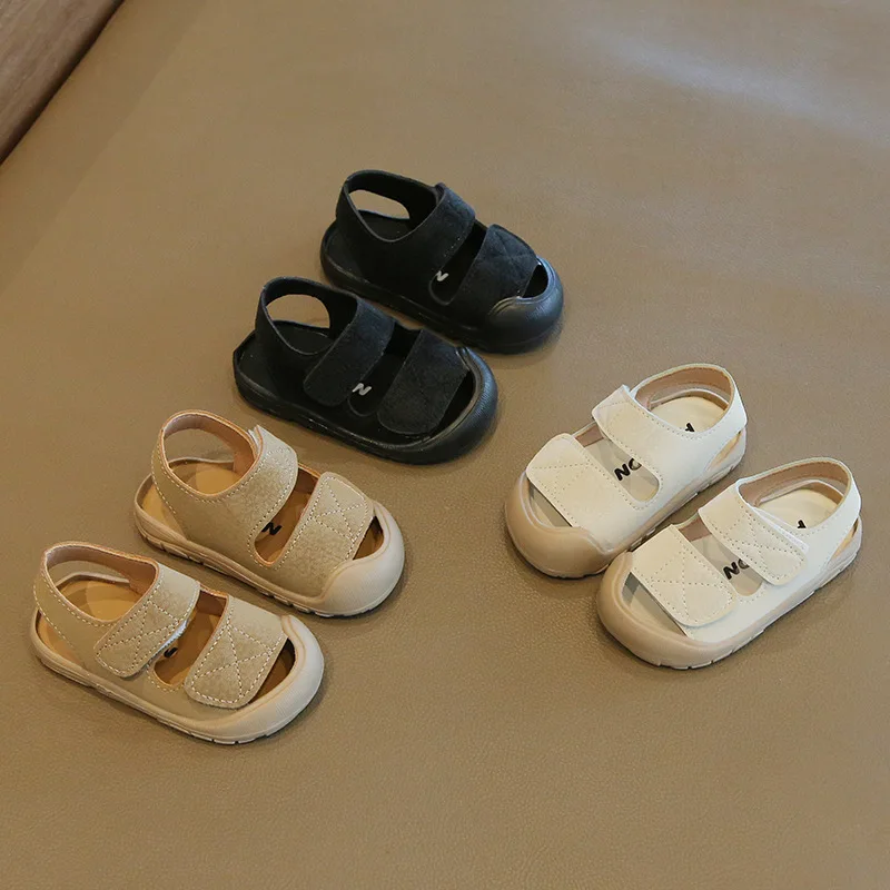 

Летние детские сандалии, модная корейская детская обувь, однотонная мягкая нескользящая обувь для маленьких мальчиков и девочек, детские сандалии