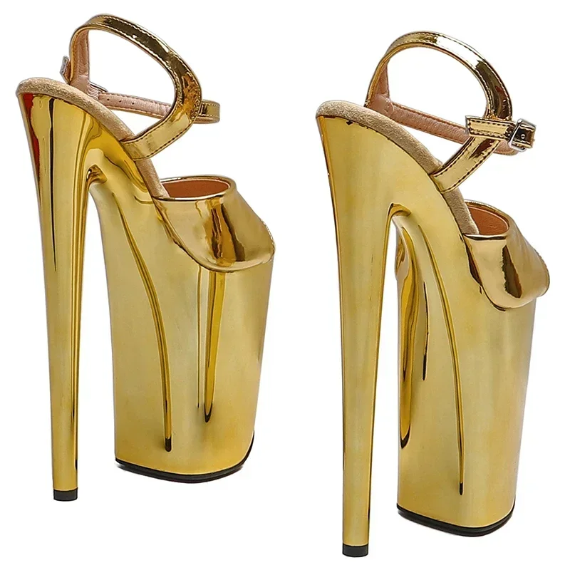 Leecabe 23CM/9inches PU upper trend fashion electroplating  Platform  High Heels Sandals stripper heel Pole Dance shoes