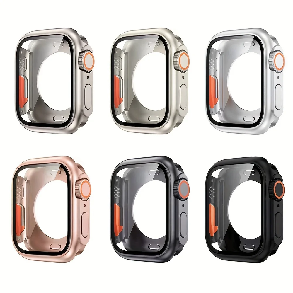 Change To Ultra 360 Full Protector Case for Apple Watch 45mm 44mm Tempered Glass Screen Protector for IWatch Series 9 8 7 6 SE 5