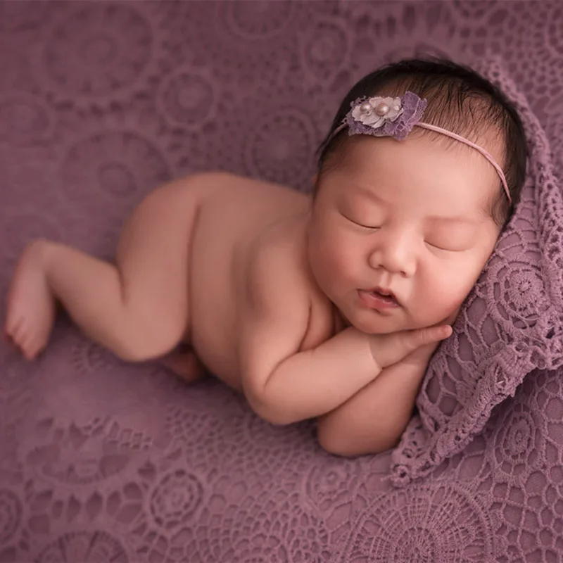 Lace Newborn Photography Blanket Solid Color Baby Pillow + Background Blanket Two-piece Set Baby Photo Shoot Filled Background