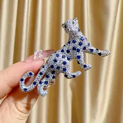 European Fashion Personality Animal Leopard Brooches for Men Retro Luxury Micro Zircon Corsage Coat Exquisite Accessories Pin