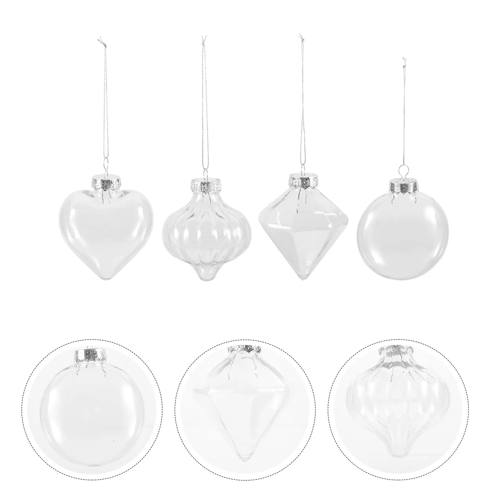 

16pcs Transparent Plastic Christmas Balls naments Hollow PET Hanging Decorations Clear Ball Pendants Fillable DIY Xmas Tree