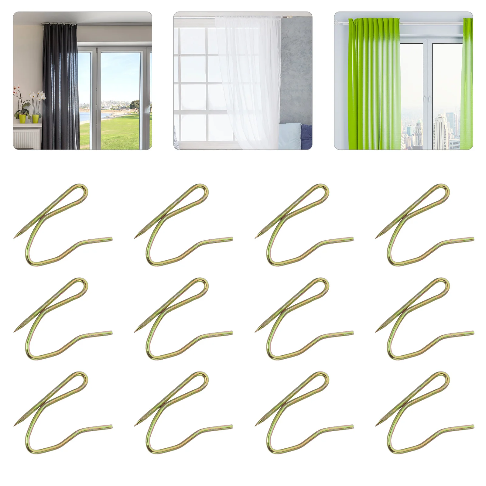 100Pcs Iron Curtain Hooks S-Shape Rustproof Curtain Rings for Bathroom Shower Towel Rack Holder Iron Hook Rustproof Hook