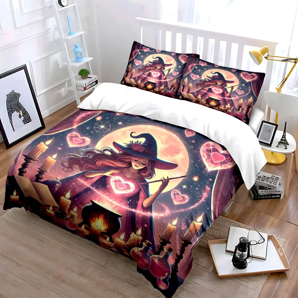 

"Magical Witchcraft Ritual Setup" kid's and adults' bedroom decor, Exquisite three-piece bedding set gift