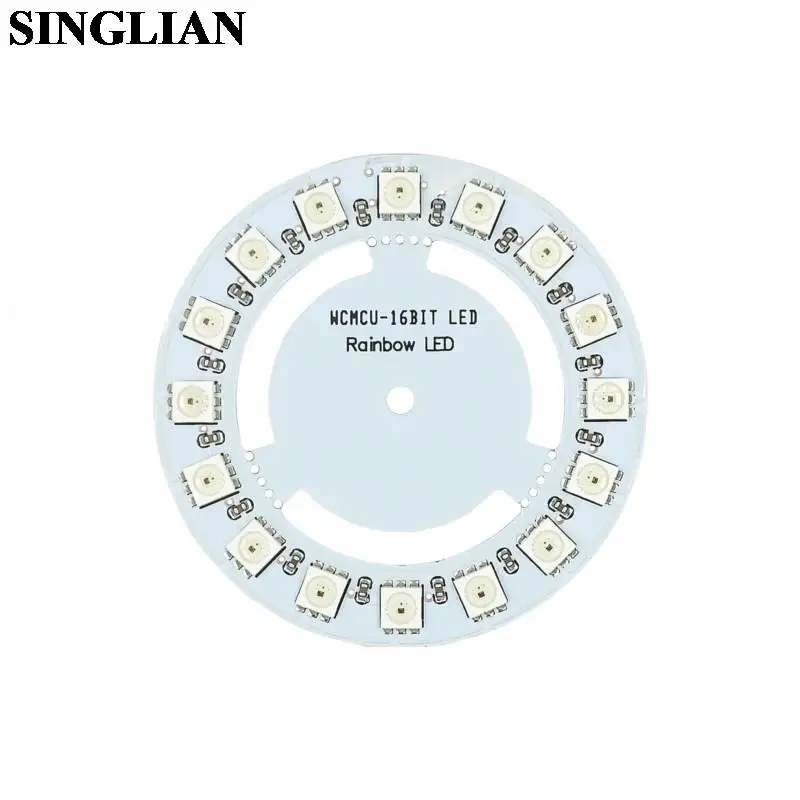 

16-Bits WS2812 5050 разноцветная Радужная фотография, встроенная полноцветная Цветовая фотография, Детская плата для разработки, круглый модуль, диаметр 48 мм