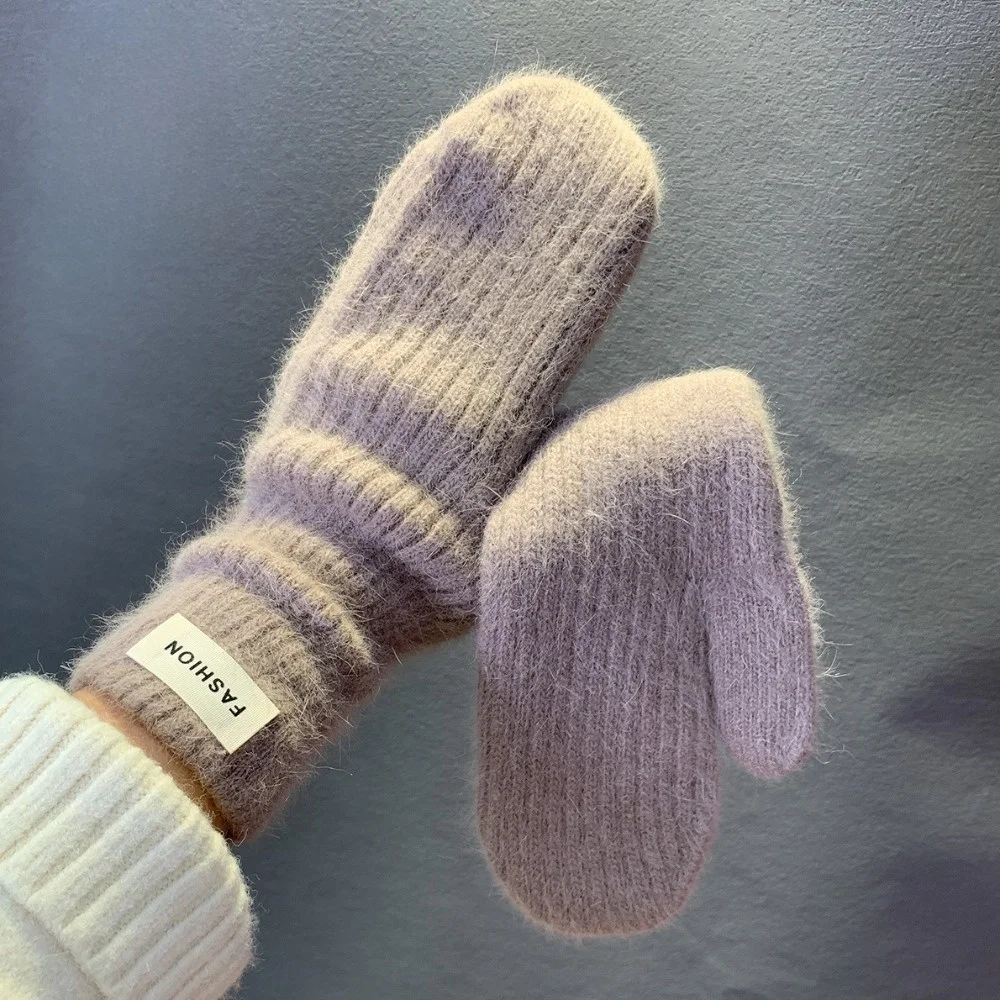Material Winter Warm Mittens Thick Thermal 1 Pair Pack Cold Weather Gloves Winter Warmth Soft Fabric Warm Women Gloves